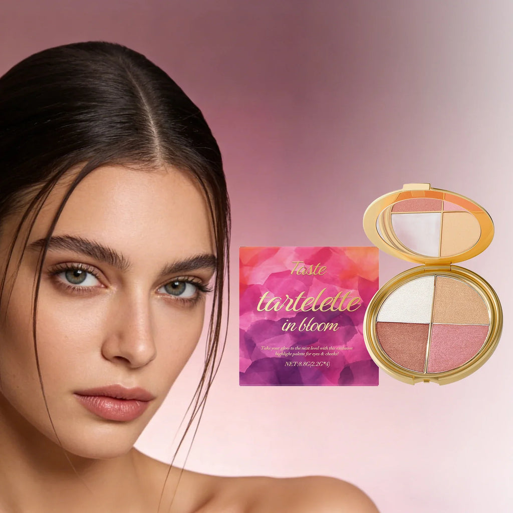4-Color Highlight Powder Blush & Eye Shadow Palette – 8.8g