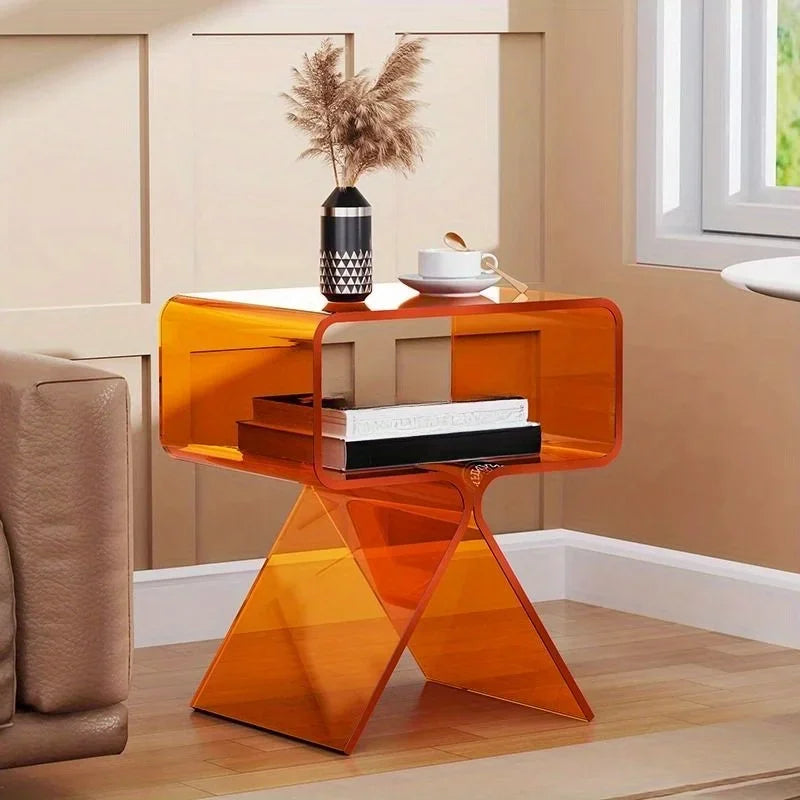 Modern Transparent Acrylic Bedside Table – Narrow Side End Table
