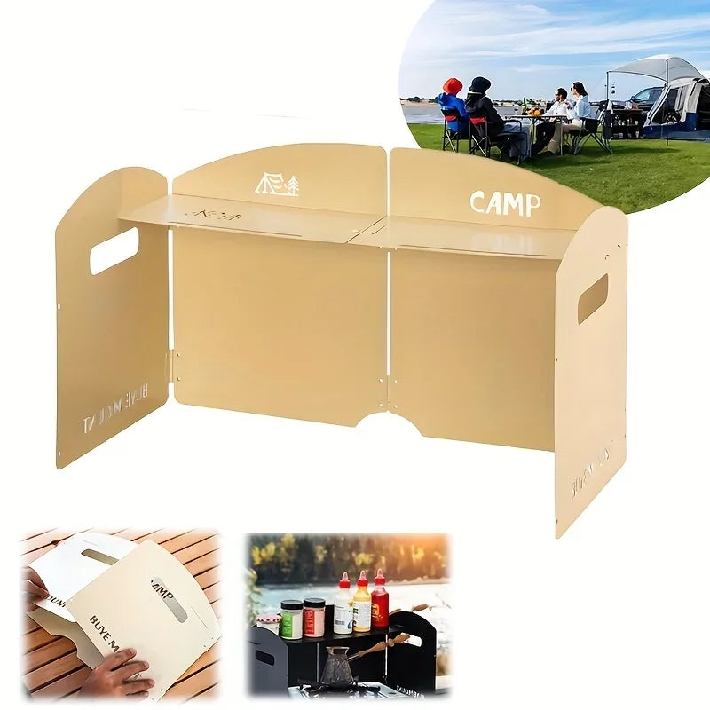 4-Sided Camping Windbreak Screen | Foldable with Spice Shelf