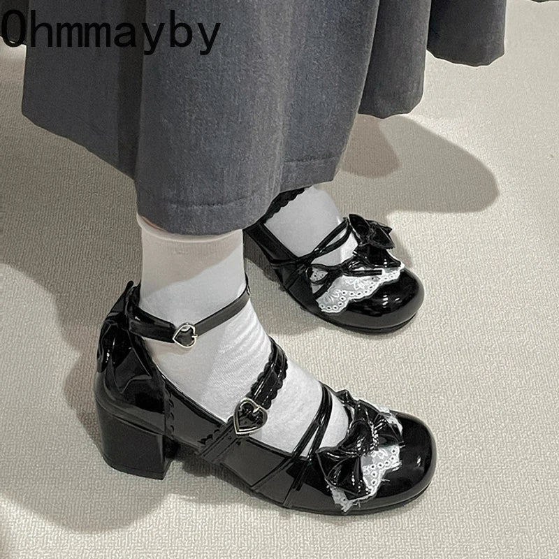 Women's Lolita Mary Jane Pumps | Butterfly-Knot Square Heel