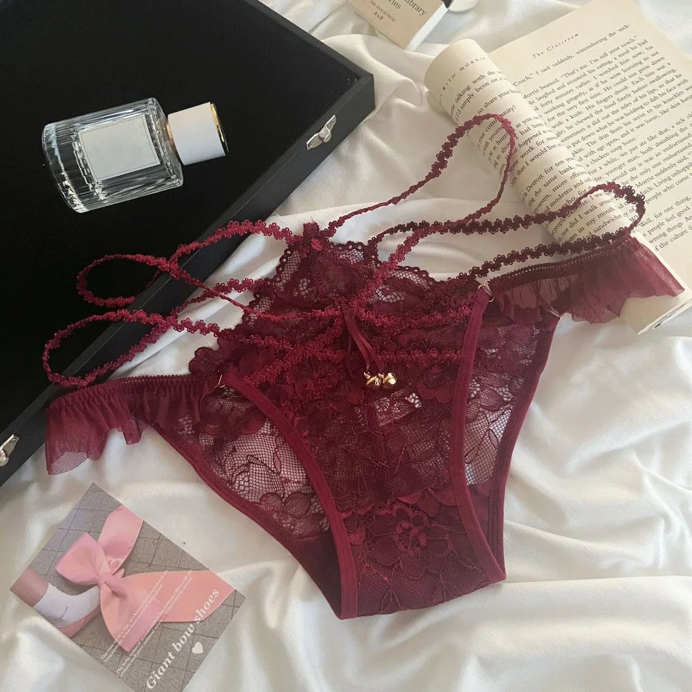 Women's Seamless Lace Bow Briefs – Ice Silk Cotton Crotch Panties