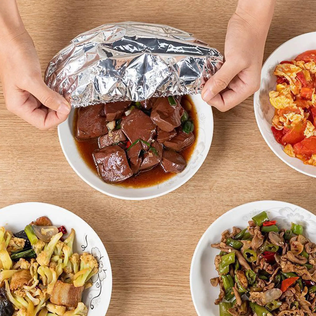 30-Pack Reusable Elastic Aluminum Foil Food Covers for Bowls