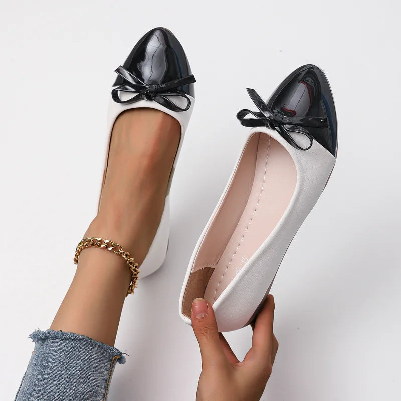 Women's Bow Ballet Flats – Pointed Toe Mary Jane Slip-On Shoes