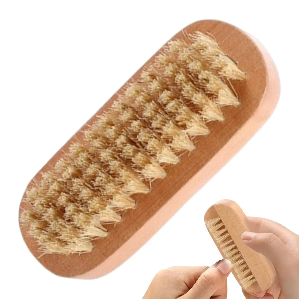 Double-Sided Wooden Nail Brush – Natural Boar Bristle Cleaner