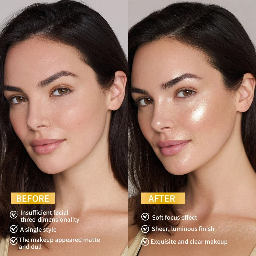Lakerain Baked Shimmer Highlighter Powder – Waterproof, 4 Shades
