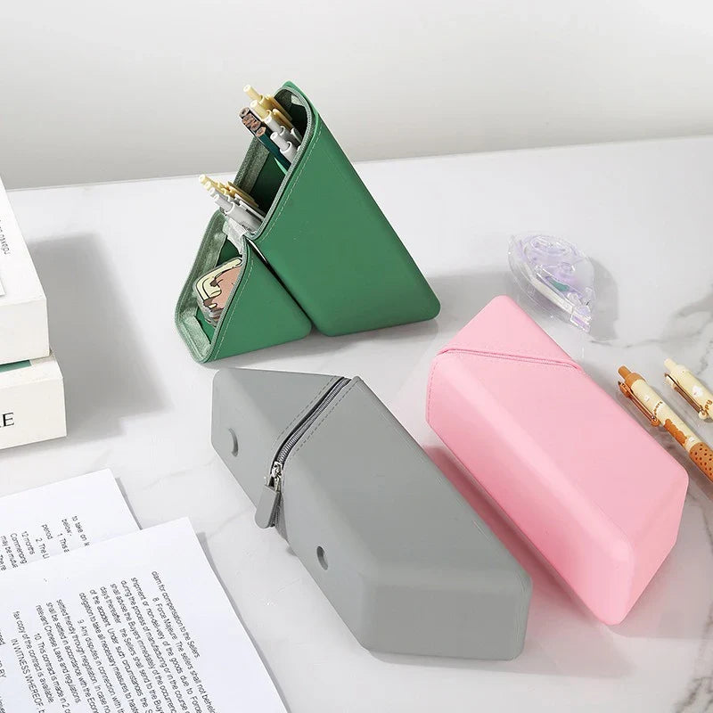 Silicone Pen Holder Foldable Students Pencil Case Large Capacity