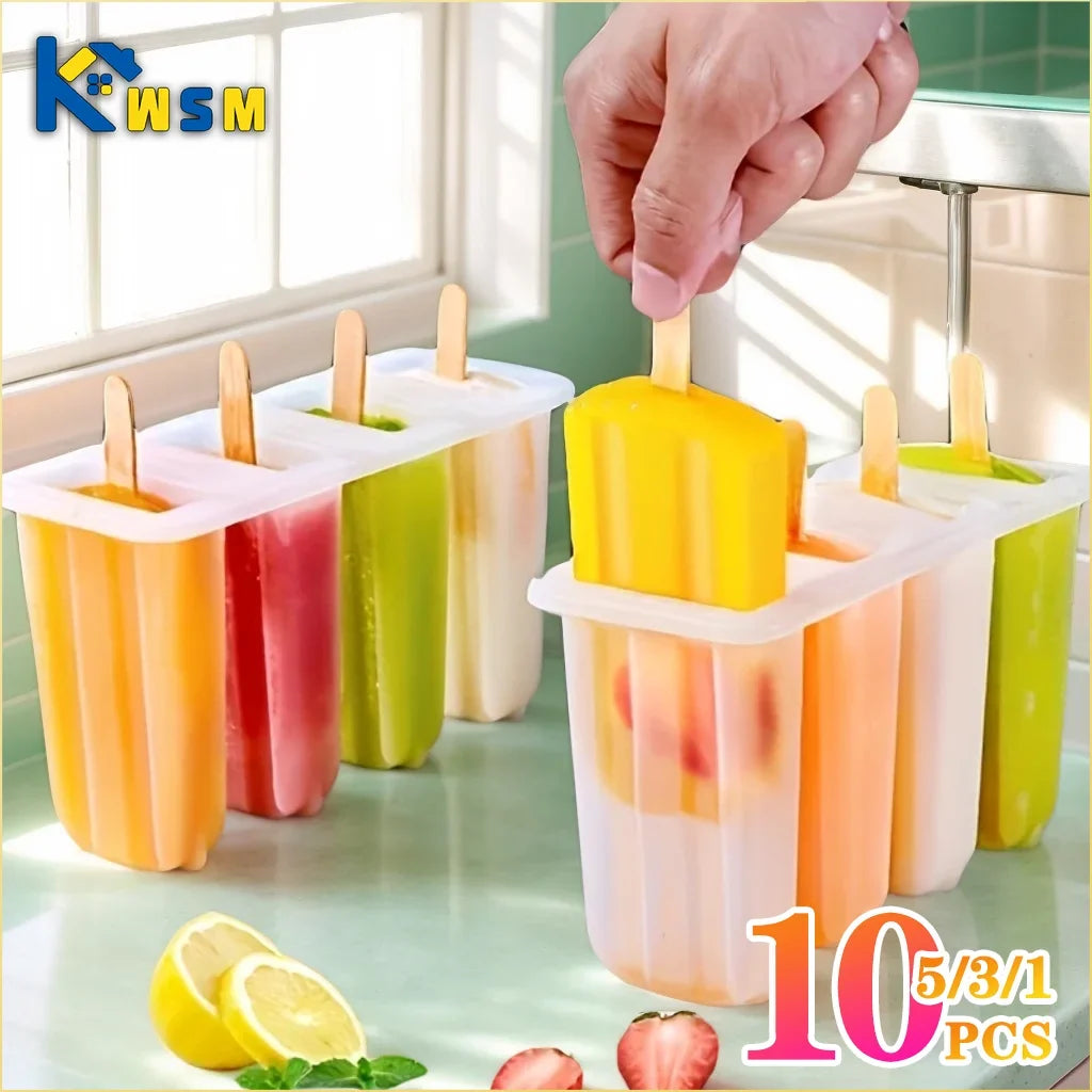 4-Compartment Popsicle Mold with Lid – Reusable DIY Ice Cream Set