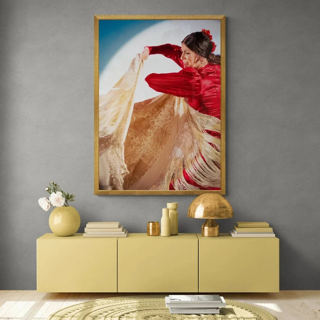 Flamenco Dancer Canvas Wall Art | Red Dress Spanish Gitana
