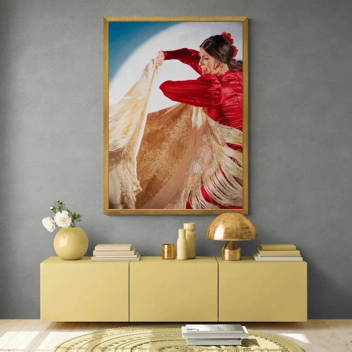 Flamenco Dancer Canvas Wall Art | Red Dress Spanish Gitana