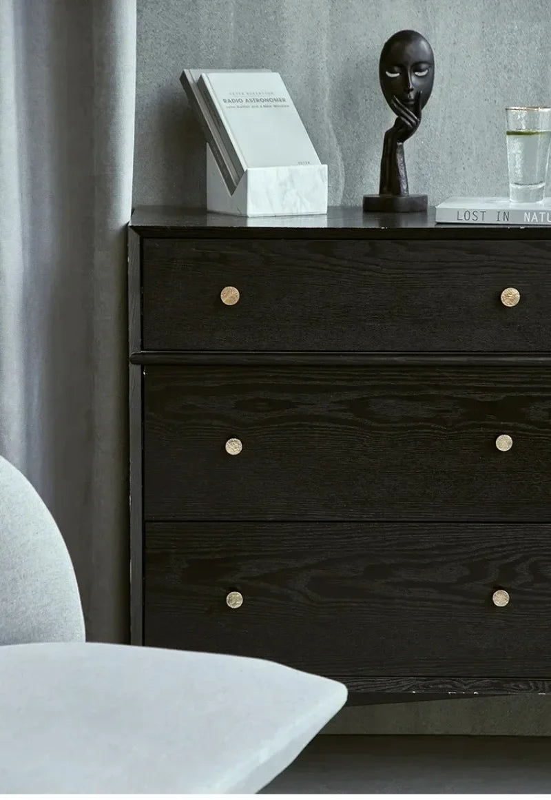 Nordic Solid Brass Cabinet Knobs – Hammered Golden Drawer Pulls