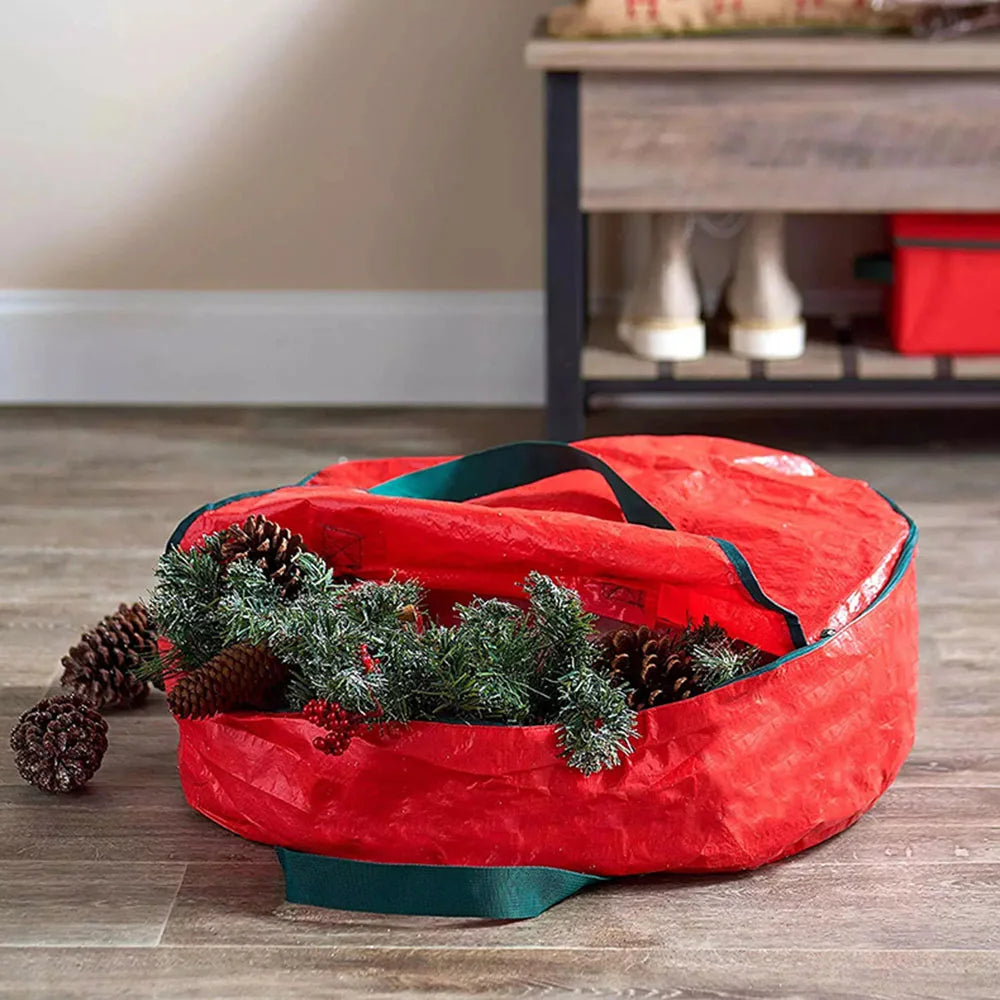 Round Christmas Wreath Storage Bag – Waterproof, Large Capacity