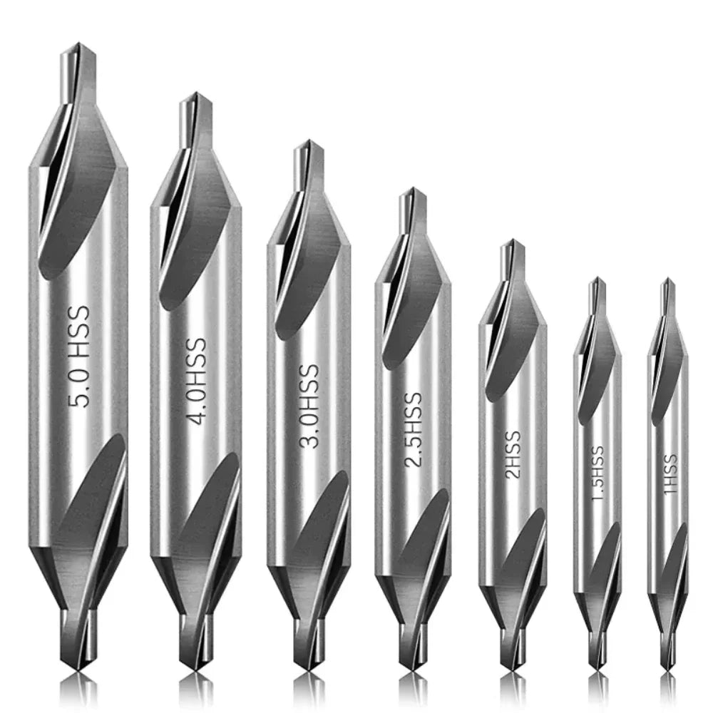 7-Piece 60° Center Drill Bit Set – Lathe & Metalworking