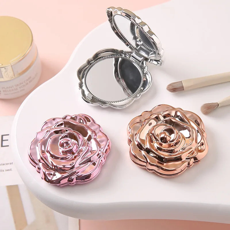 Mini Rose Compact Mirror – Double Sided Pocket Makeup Mirror