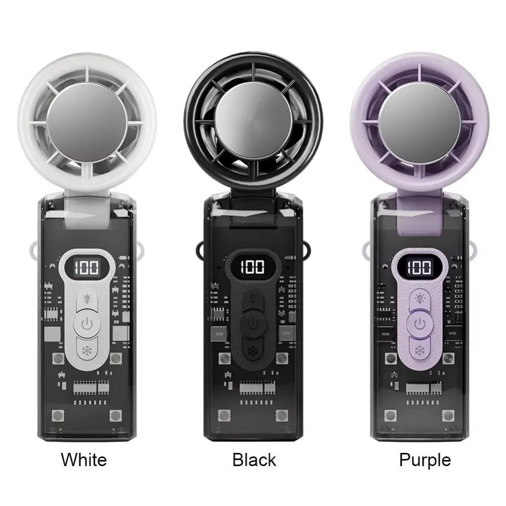 Foldable Mini Handheld Fan – 100 Speeds, 3600mAh, LED Display