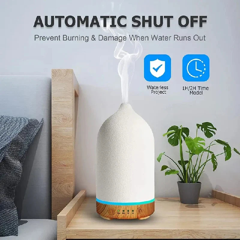 Ceramic Essential Oil Diffuser 100ml | 7-Color LED Aromatherapy