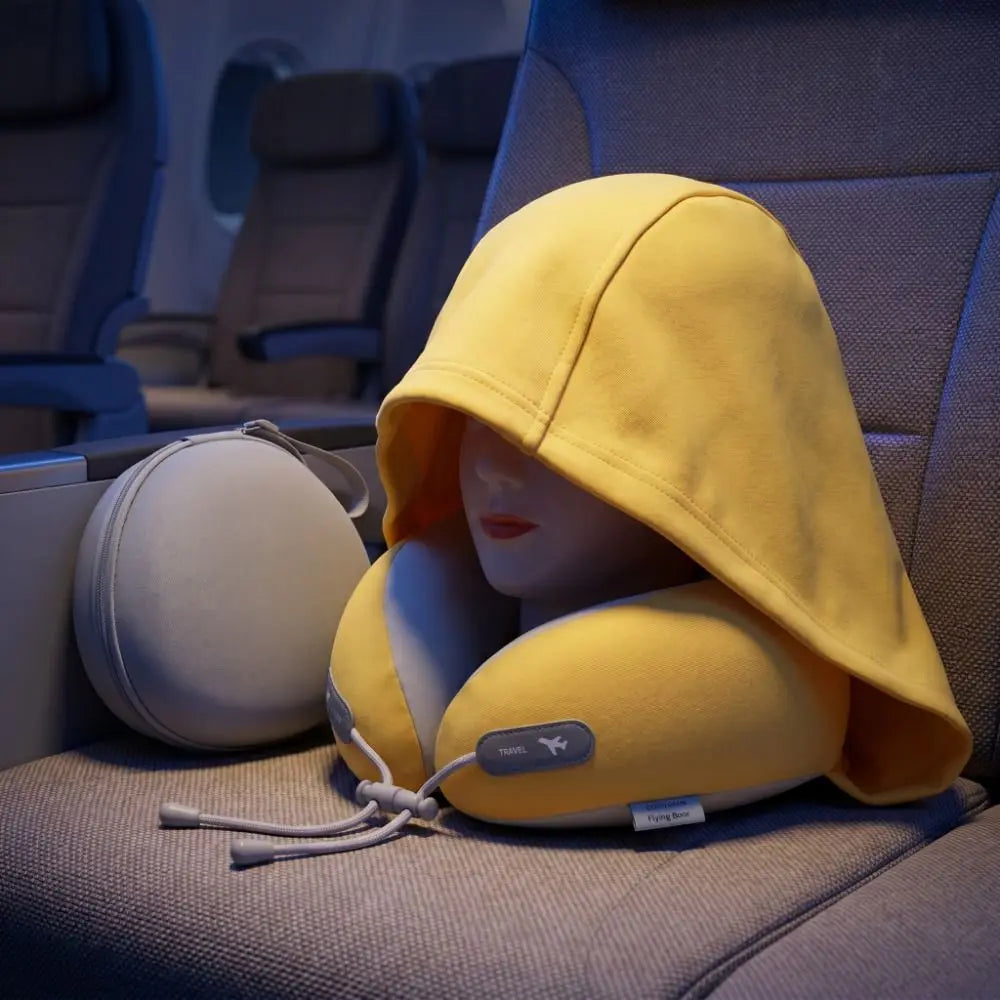 Hooded U-Shaped Travel Neck Pillow | Ice Silk Memory Foam