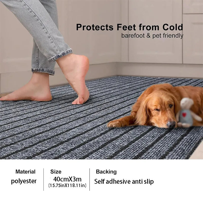 Anti-Slip Hallway Runner Rug 40x300cm – Striped Kitchen Mat