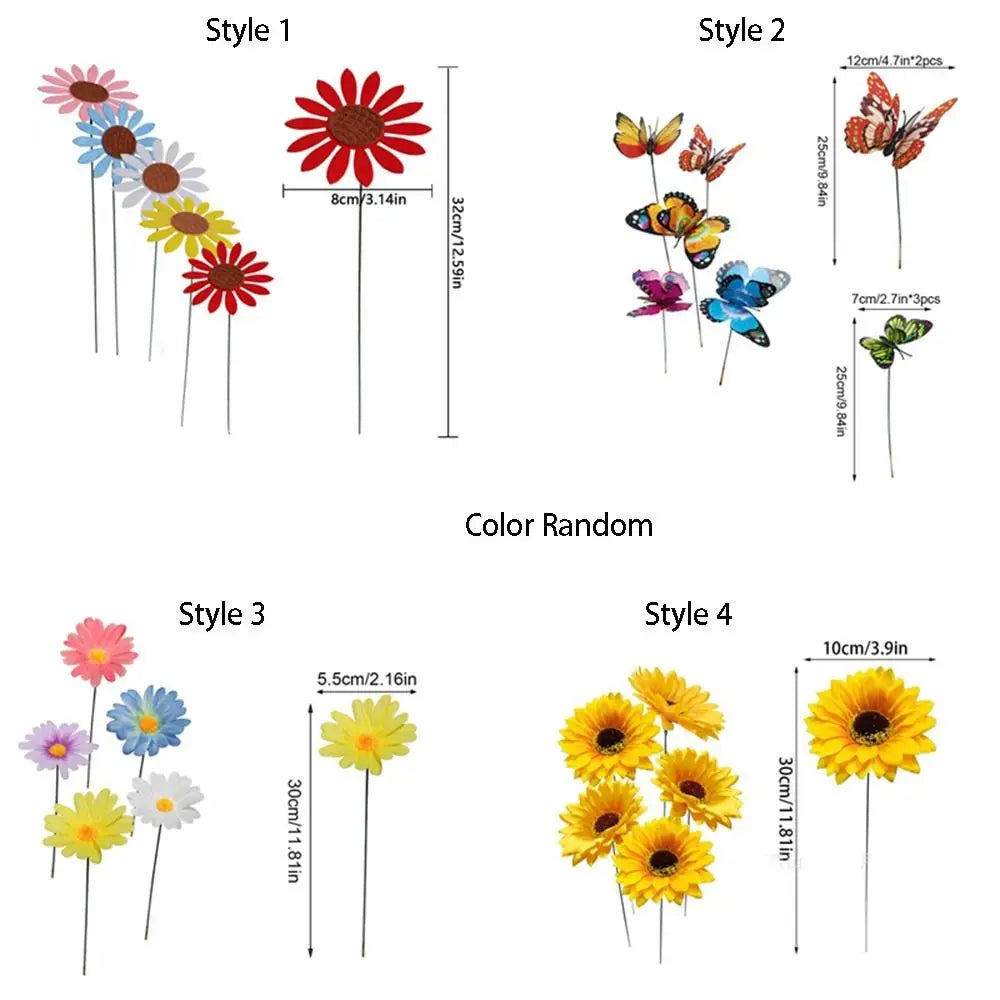 10pcs Colorful Metal Flower Garden Stakes | Decorative Ground Plugs