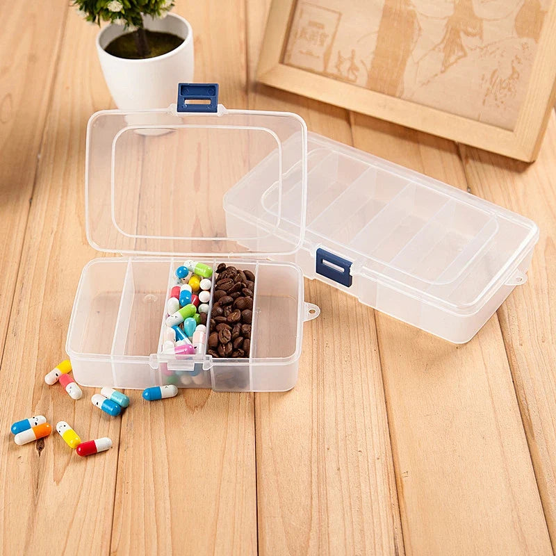 Clear 5/6 Grid Portable Jewelry & Hair Clip Storage Organizer