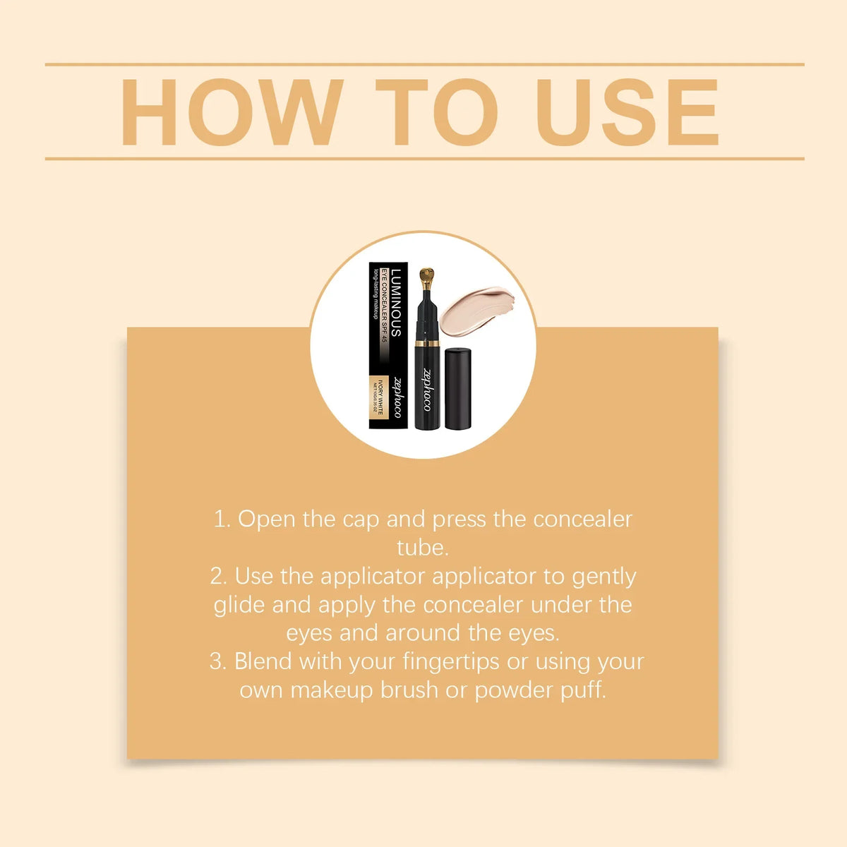 Zephoco Brightening Ivory Eye Concealer – Hydrating & Luminous