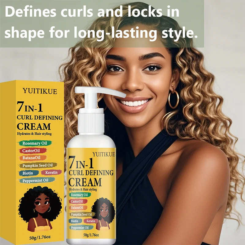 YUITIKUE 7-in-1 Curl Defining Cream | Hydrating, Bouncy Curls