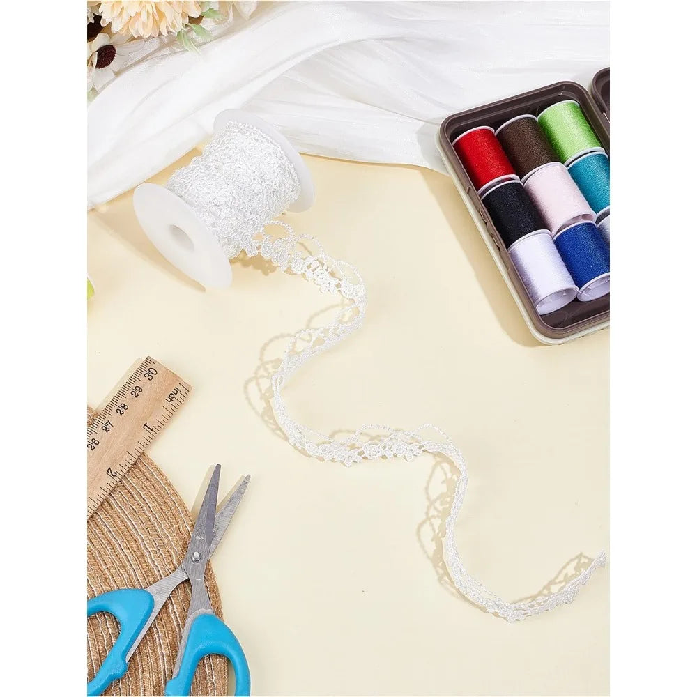 White Flower Lace Ribbon Trim 7/8 Inch – 5 Yards with Spool