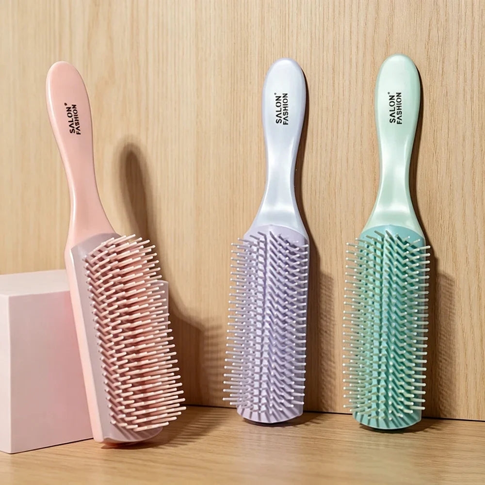 9-Row Detangling Hair Brush – Cushion Scalp Massage Comb