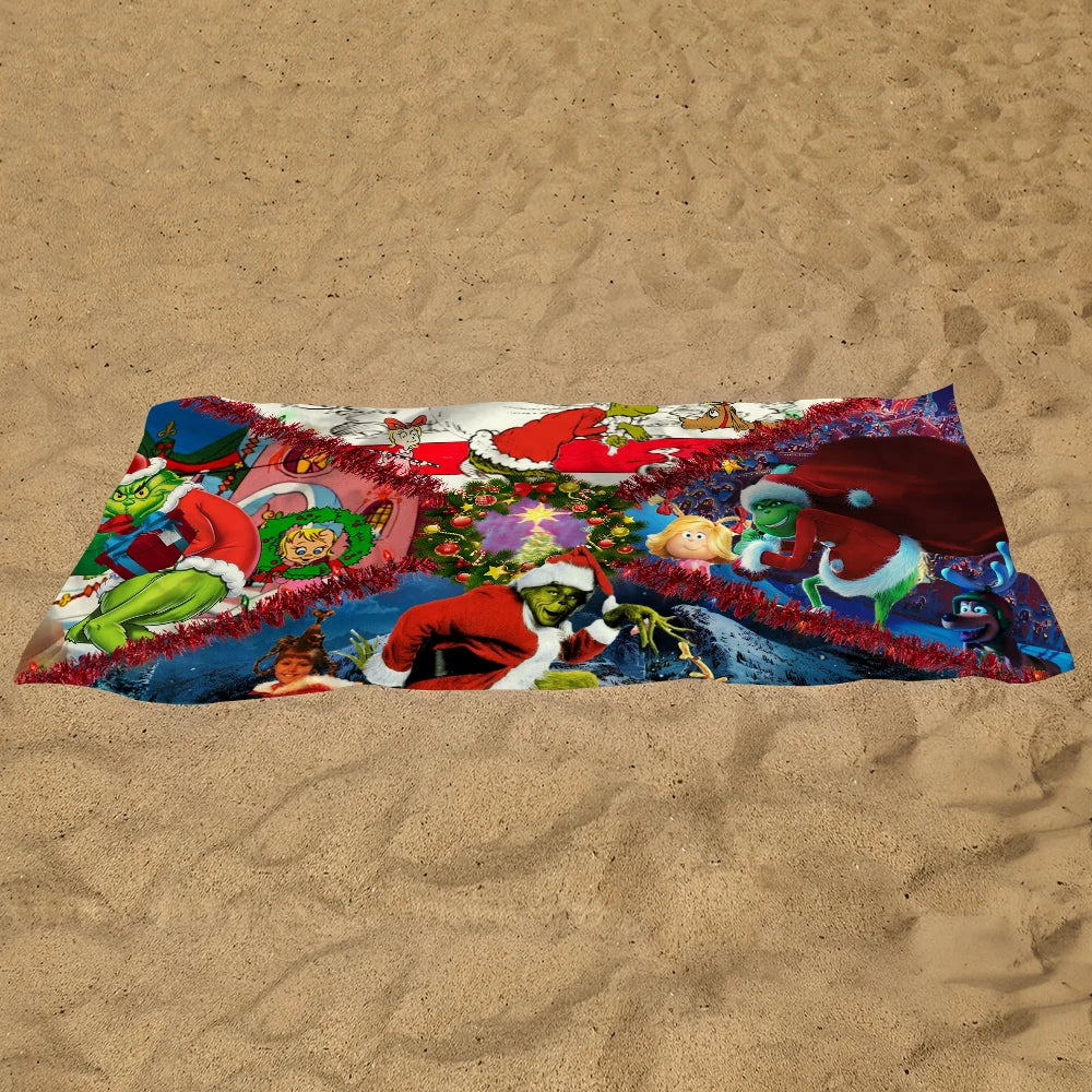 Grinch Quick-Dry Beach Towel | Soft Cartoon Print, Multi-Size