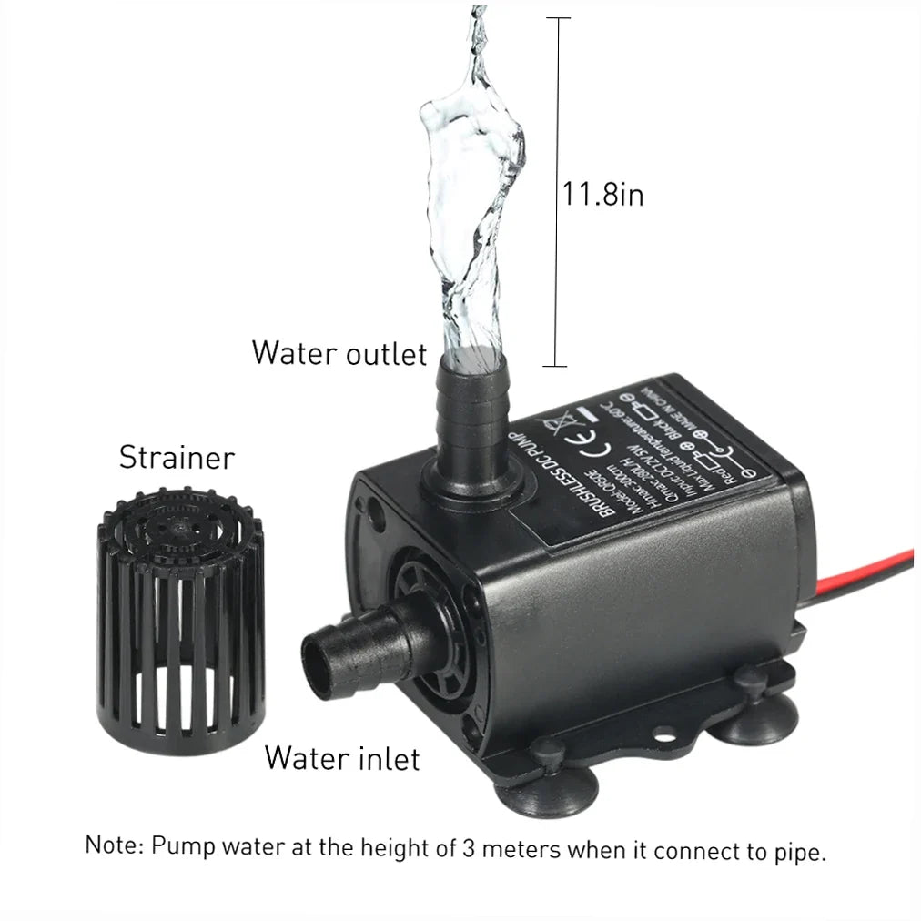 DC 12V 5W Mini Brushless Submersible Pump | 280L/H Aquarium