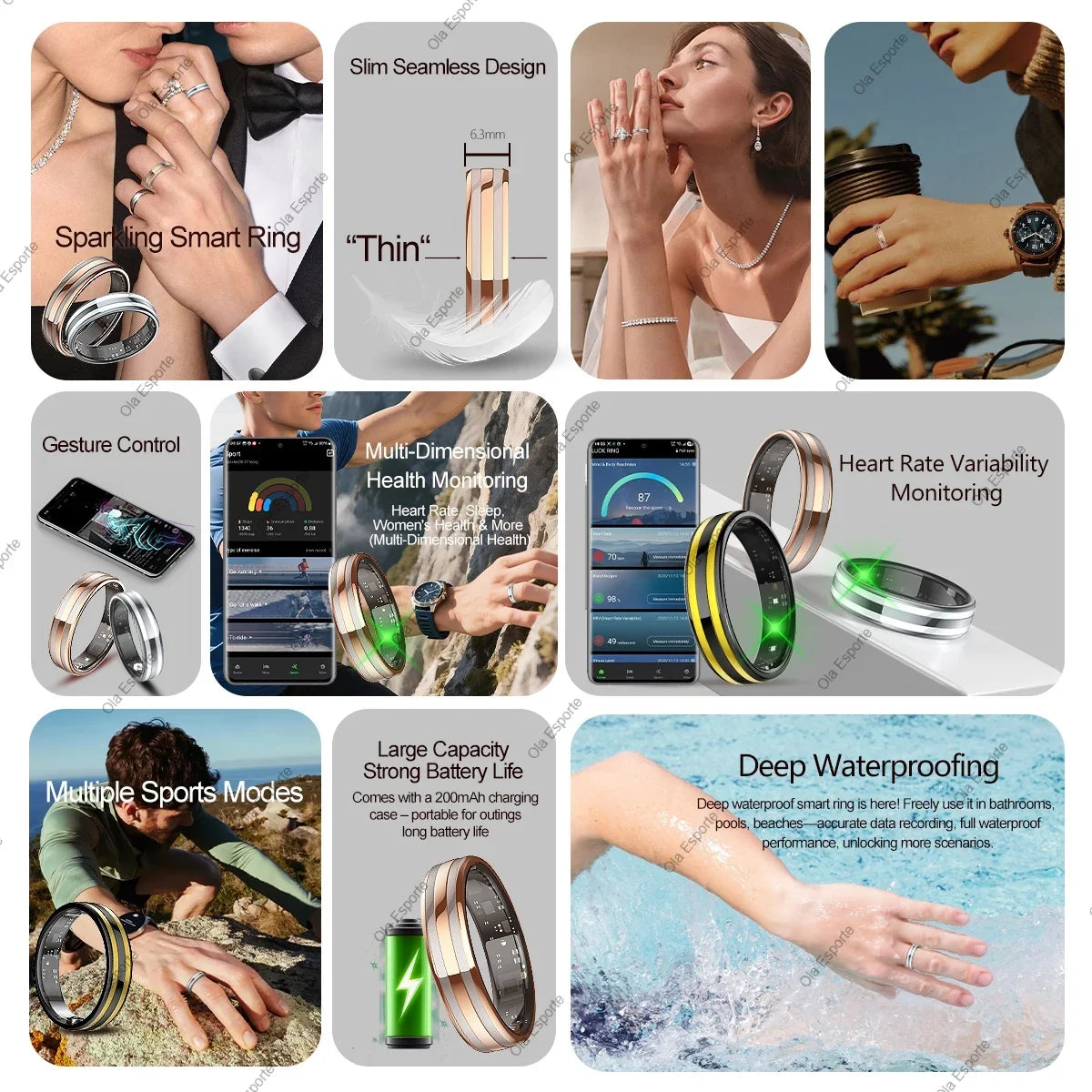 Ola Esporte Smart Ring – Health, Sleep & Multi-Sport Monitor