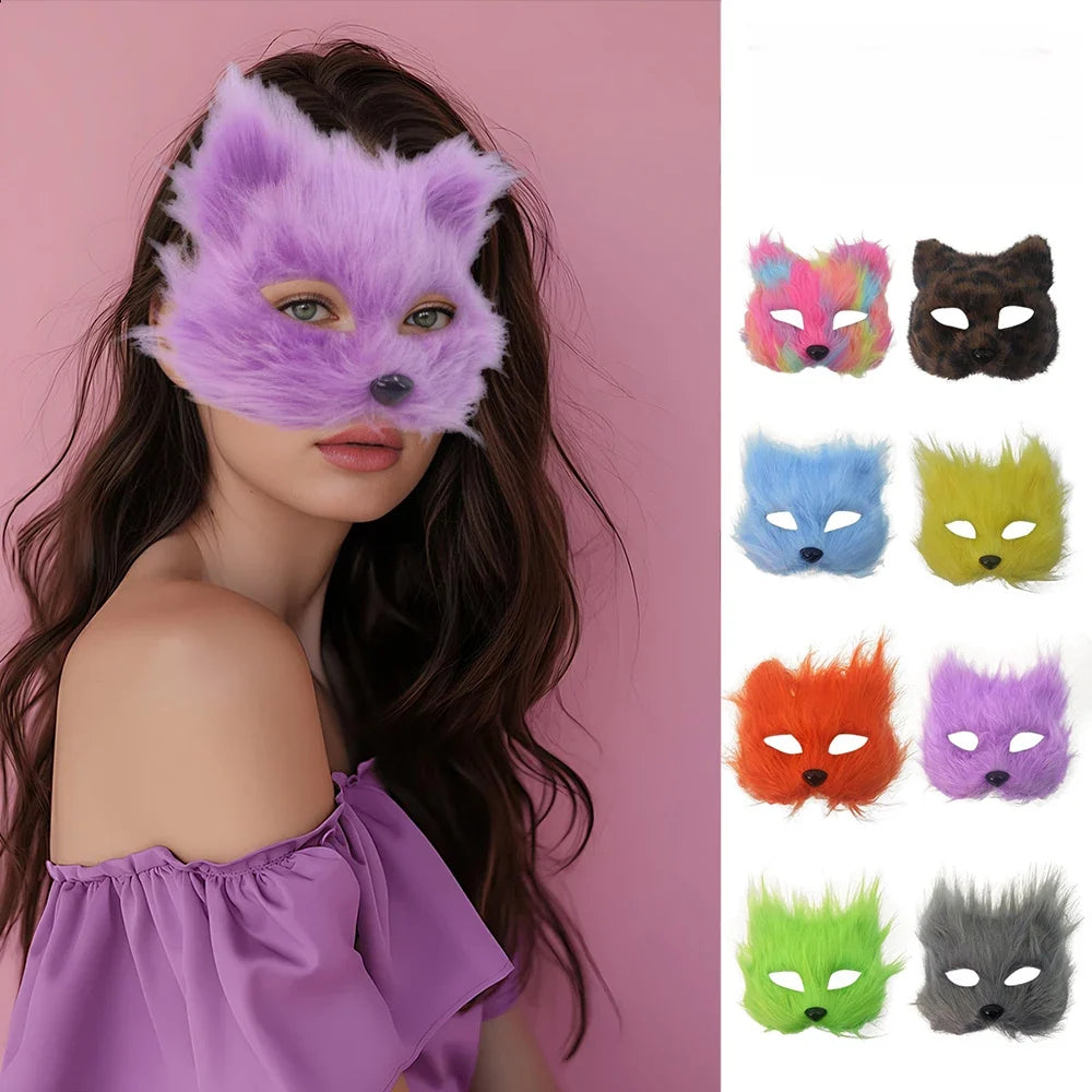 Halloween Animal Cosplay Fox Shape Half Face Eye Mask Sexy Cat