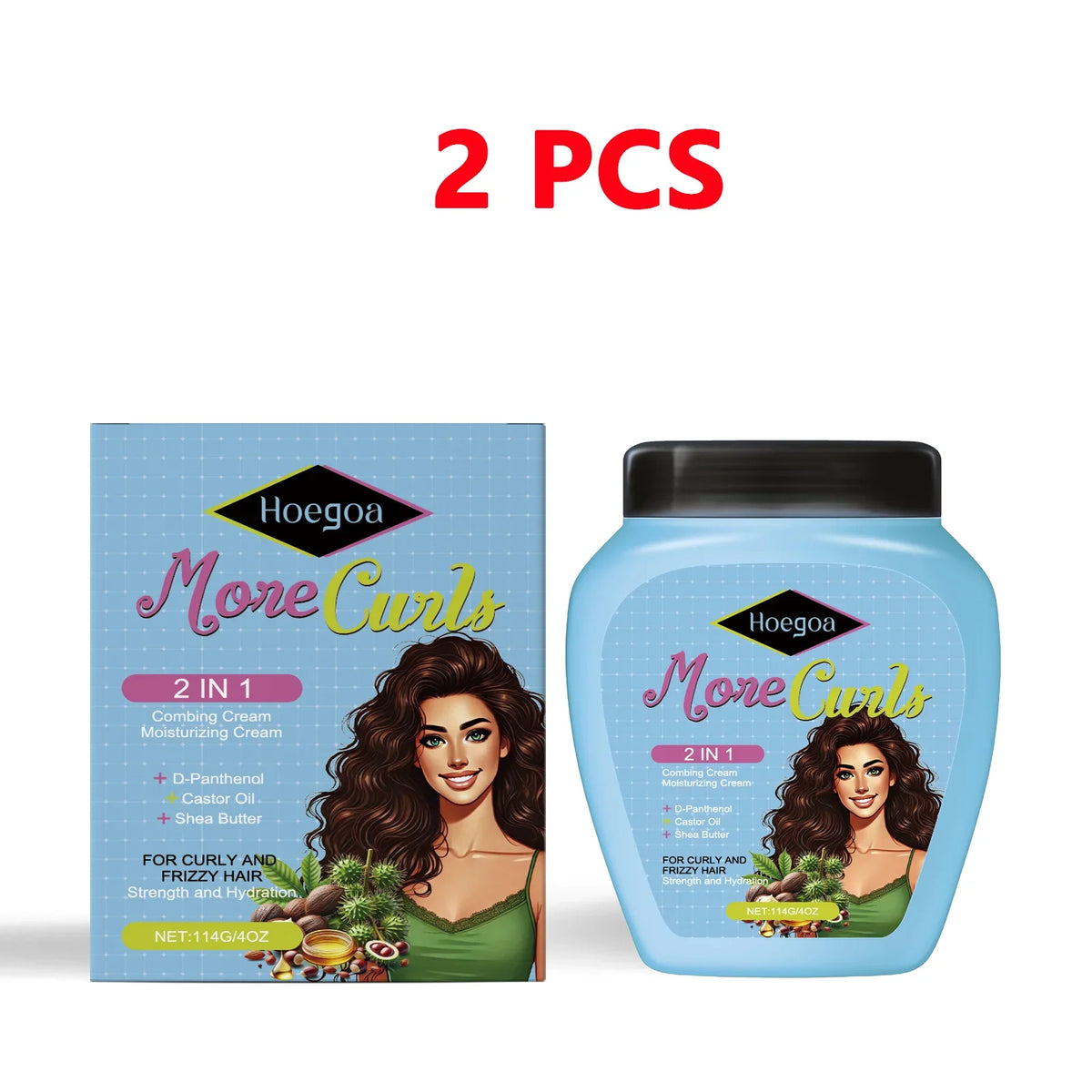 HOEGOA Leave-In Conditioner Cream | Curly & Dry Hair, Anti-Frizz