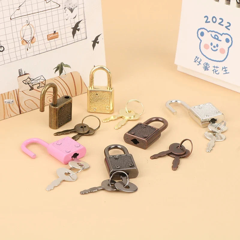 6Colors Rectangle Padlocks Mini Luggage Hardware Locks Key Lock