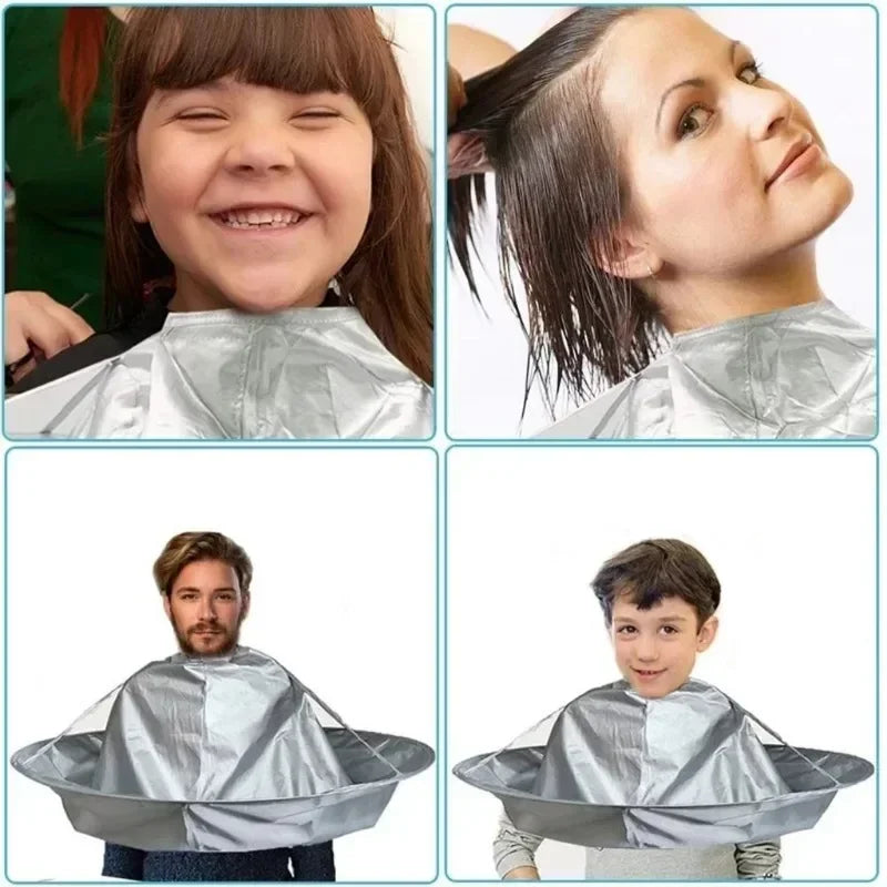 Foldable Haircut Umbrella Cape – Breathable Cloak for Home & Salon