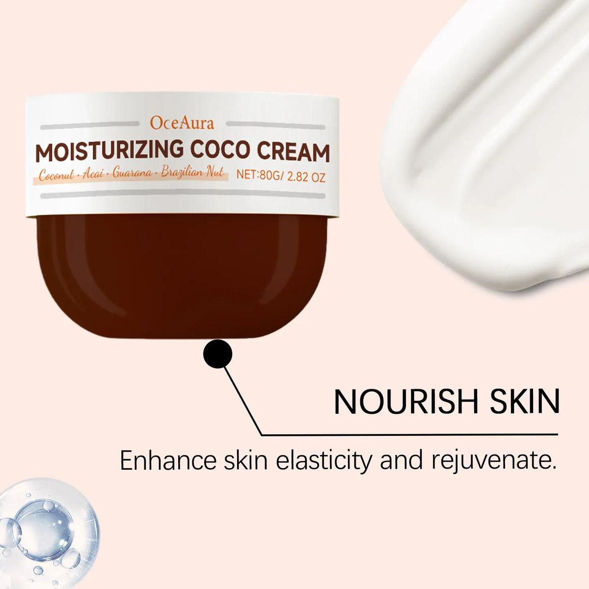 OCEAURA Coconut Oil Body Moisturizing Cream 80g | Firm Skin