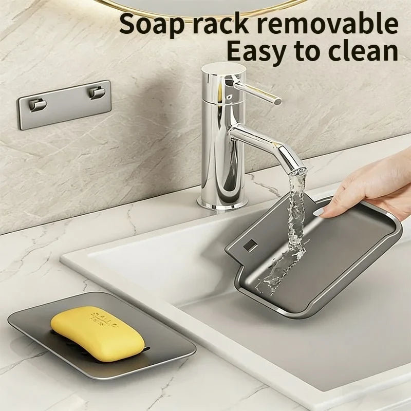 No-Drill Bathroom Corner Rack – Metal Wall-Mounted Soap Holder