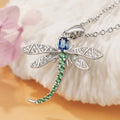 Huitan Colorful Dragonfly Pendant Necklace – CZ Stone Women