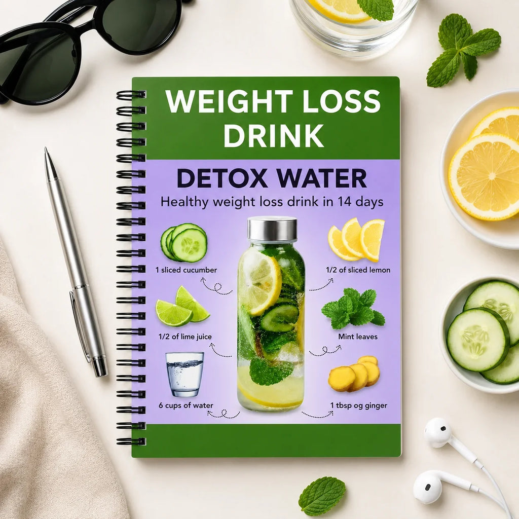 14-Day Detox Water Guide A5 Spiral Notebook 140-Page Healthy Drink