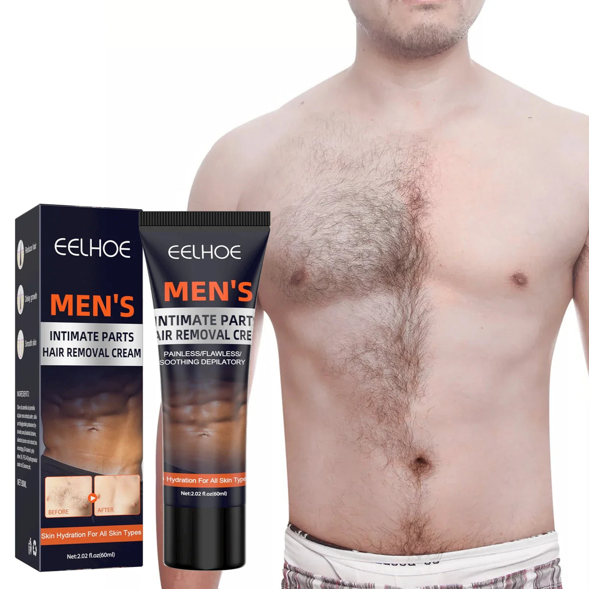 Eelhoe Men's Hair Removal Cream – Chest, Armpit & Leg | 60ml