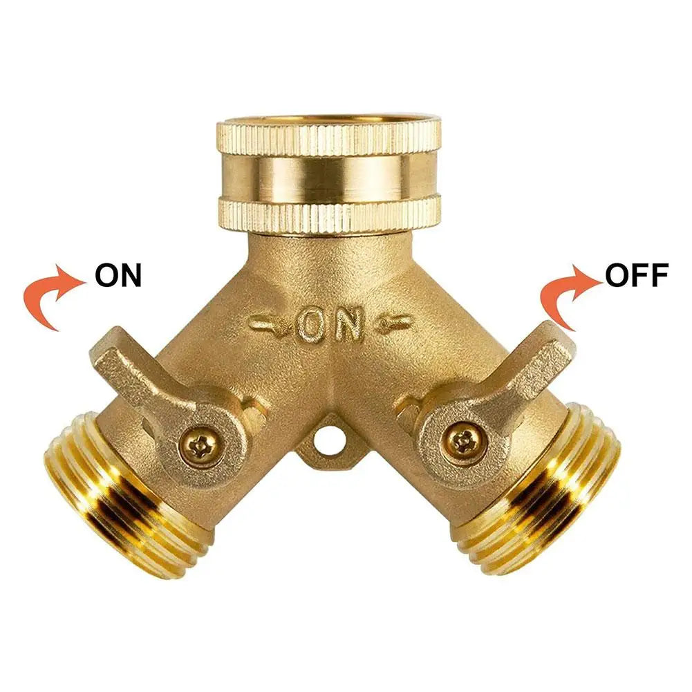 3 2 Way Brass Garden Hose Splitter Y-type Tap Watering Connector
