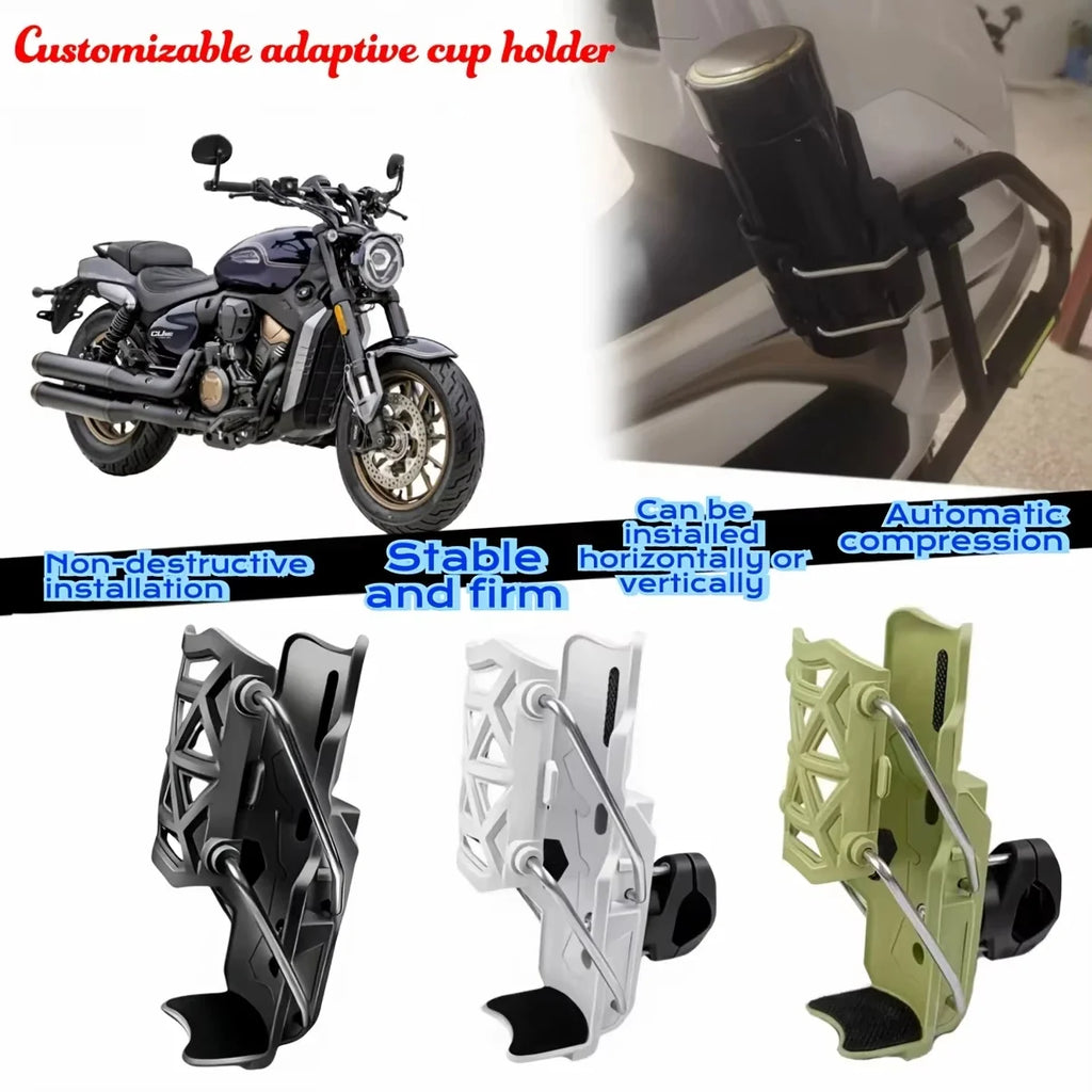 360° Adjustable Motorcycle Handlebar Cup Holder | Bike Bottle Cage