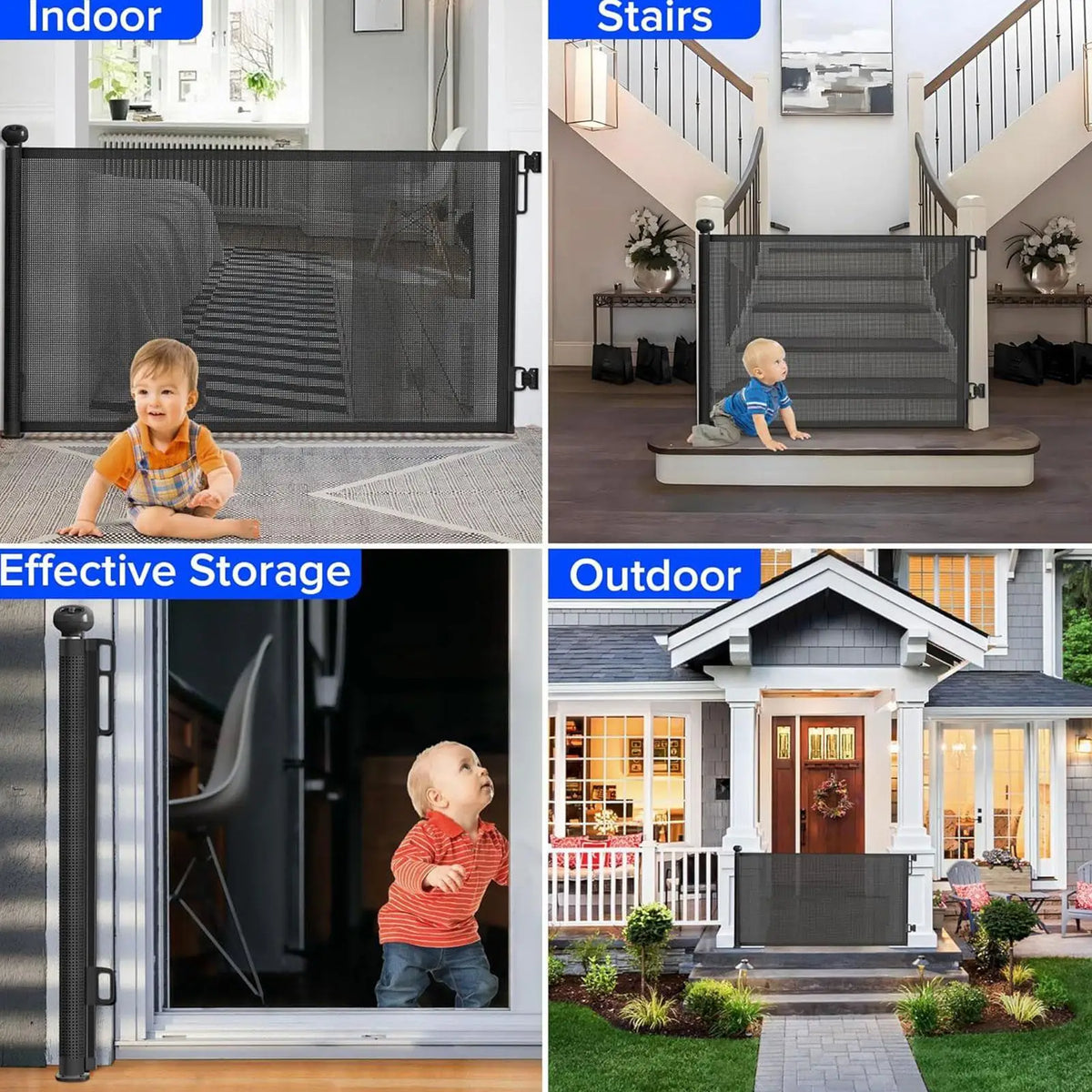 Retractable Pet Gate No-Drill Safety Mesh Fence | 3 Sizes