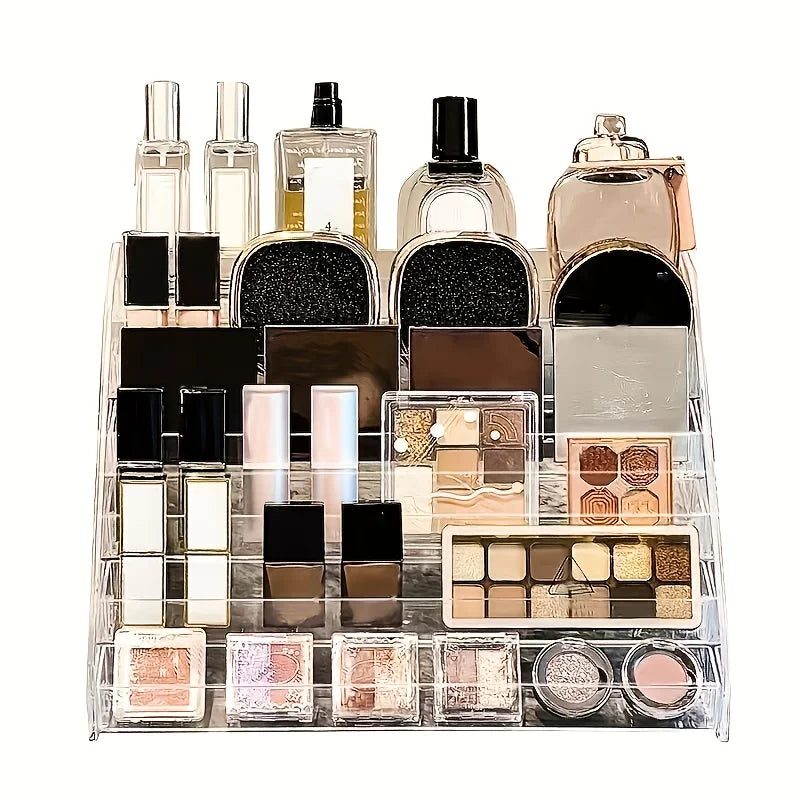 Acrylic Perfume & Cosmetic Organizer – Clear Multi-Layer Stand