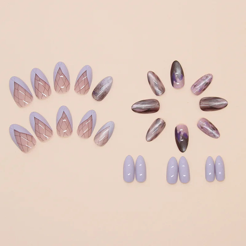 Purple Gradient Almond Press-On Nails | 24-Piece Set
