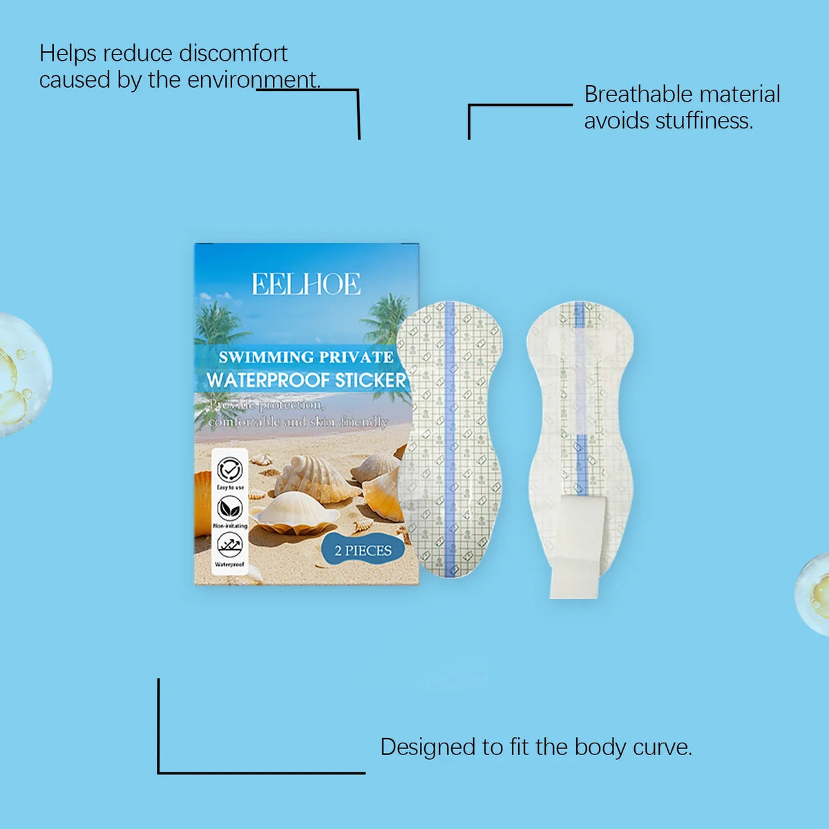 Waterproof Invisible Swim Body Patches for Women | 2-Pack