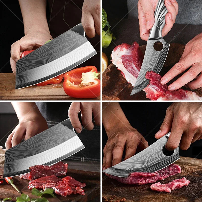 Japanese Damascus Pattern Chef Knife Set – Stainless Steel