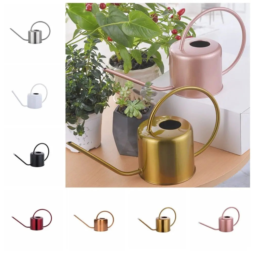 Stainless Steel Watering Can 1.3L Long Nozzle Spray Kettle