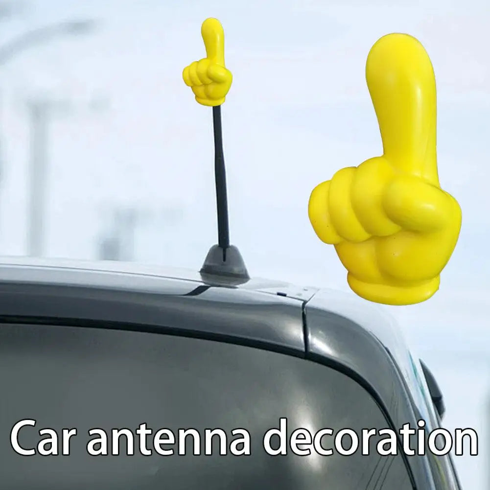 Funny Peace Sign Car Antenna Topper – Yellow PVC Ornament