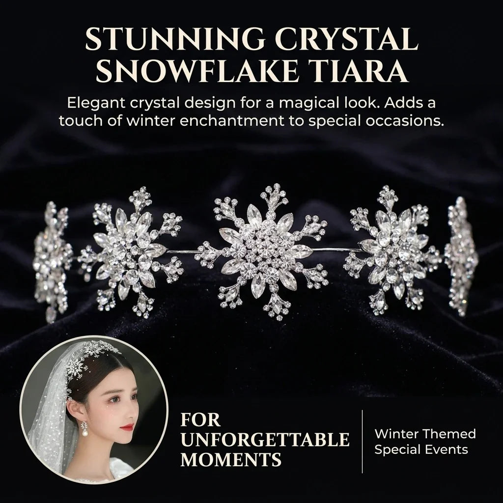Bridal Rhinestone Snowflake Hairband | Korean Style Wedding Updo