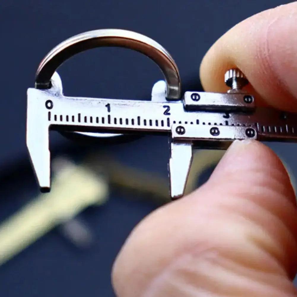 Mini Vernier Caliper Keychain – Stainless Steel Novelty Pendant